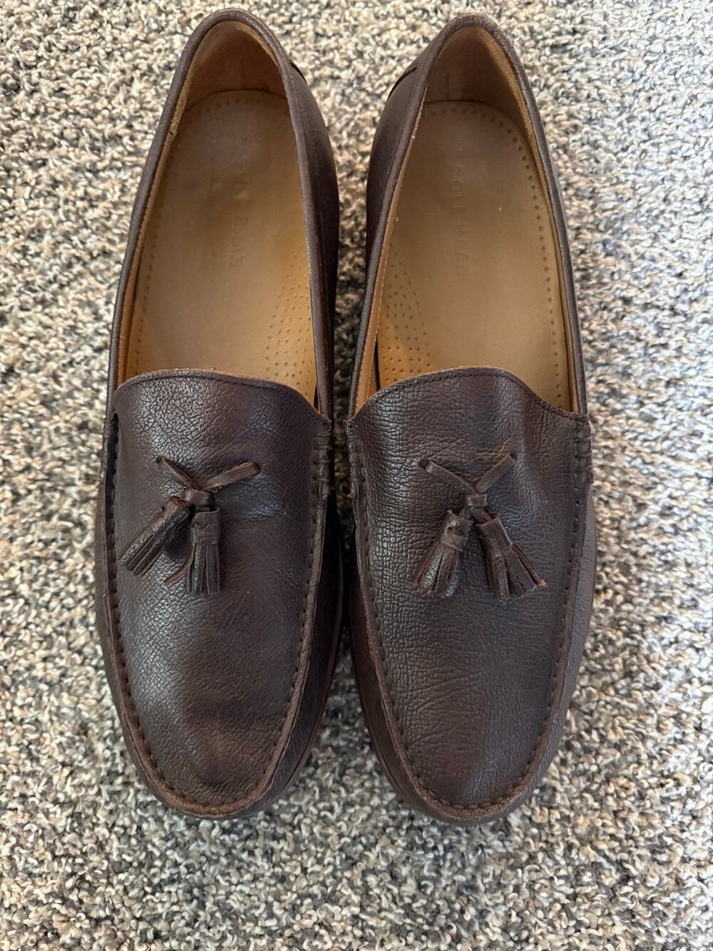 Cole Haan Men’s brown leather tasseled casual slip on loafers. C20082 size 12.